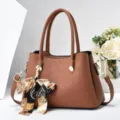 Braune Krokodil-Textur Handtasche mit Seidenschal, elegante Damentasche für den Alltag. - L 28 x B 13 x H 19 cm / Erdgelb