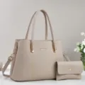 Elegante minimalistische Damen Umhängetasche mit passender Geldbörse für den täglichen Weg. - Weiß