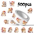 500Stk Weihnachten Tier Danke Aufkleber Rolle, süße Cartoon Feiertag Deko Etiketten. - Tier Danke Aufkleber A