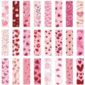 24 Stueck Valentinstag Lesezeichen rosa Herz romantische suesse dekorative Buchkarten zum Lesen - Valentinstag 24-Stück-Set