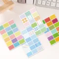 Nahaufnahme bunter Raster-Planer-Stickerbögen mit verschiedenen Kariert- und Unimustern. - Index-Markierungsaufkleber / 8 Stück/Packung