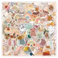 Detailansicht ästhetischer Boho wasserfester Aufkleber, ideal für Tagebücher, Laptops und Flaschen. - Bohemian Stil A / 100er Pack