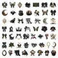 Gothic black gold ribbon sticker pack, 50pcs waterproof decorative stickers for laptop luggage. - Gothic Black Gold Ribbon Small Items / 50 Pieces/Pack / Black & Gold