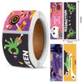 Rouleau d'autocollants d'Halloween, étiquettes autocollantes imperméables 76x25mm pour fête - Halloween E