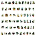 Set de 60 autocollants imperméables chat noir et plantes vertes, jolies décorations cartoon. - Pack Imperméable / Petit chat noir