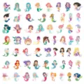 60Pcs Cute Cartoon Mermaid Stickers Waterproof Vinyl Decals for Laptop Water Bottle DIY - Cartoon Mermaid / 60 Pieces/Pack / Multicolor