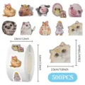 Vintage oil painting style cute animal sticker roll details with 500 pieces total. - Vintage Oil Painting Animals a