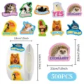 500 Stk Rolle niedliche Tier Aufkleber wasserdichte Belohnung Sticker für Kinder Basteln - Realistische Tiere B