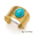 18k vergoldeter breiter Manschettenring mit grossem Türkis Stein modischer Schmuck - 1.8cm / Türkis