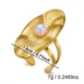 Irregular lava pearl 18K gold plated ring, unique stackable statement fashion jewelry piece. - 1.8cm / Lava Pearl Double Layer