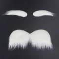 Σετ λευκά ψεύτικα γένια και φρύδια για αποκριάτικη στολή ηλικιωμένου πάρτι Halloween party. - Lefka Fridia + Megali Geniada