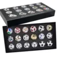 Miniature soccer ball set featuring historical World Cup match replica balls in gift box. - Color Box 18-Ball Set