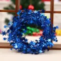 Guirlande de tinsel de noël étoile bleue fil suspendu décoration pour fête arbre - Bleu