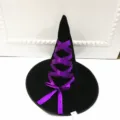 Chapeau de sorcière noir d'Halloween avec ruban violet accessoire de costume de fête - Taille unique / Ruban Velours Violet