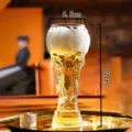 Weltpokal Bierglas 21cm hoch Klares Glas Fussball Fan Souvenir Party Trinkgeschirr Artikel - Fußballstil - Mittel 600ML