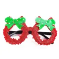 Occhiali natalizi con ghirlanda glitterata rossa e fiocco verde accessorio per festa festiva - Ghirlanda rossa