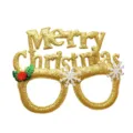 Occhiali da festa glitterati di Natale con scritta Merry Christmas e decori di fiocchi. - Lettere inglesi gialle