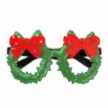 Occhiali di Natale decorazione per festa festiva con ghirlanda glitter verde e fiocco - Ghirlanda di fiori