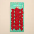 Rote kleine Weihnachts Schleifen Dekoration Set fuer Baumhaengen festliche Partys - 12er Set / Rot mit Karte