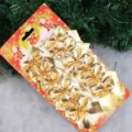 Gouden kerststrikken set kleine strikjes boom hangende hangers feestdecoratie - Set van 12 / Goud met Kaart