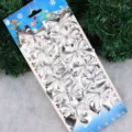 Zilveren kerststrikjes pakket kerstboom hangende ornamenten decoratieve strikken feestartikelen - Set van 12 / Zilver met Kaart