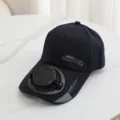 Cappellino da baseball con ventola solare estiva protezione solare sport all'aperto blu - Modello Solare e Ricaricabile 300MA / Blu navy