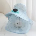 Sommer Sonnenhut mit Solar-Ventilator und Gesichtsschutz für UV-Schutz und kühle Outdoor-Aktivitäten. - Solar + Aufladung 600MA / Hellblau