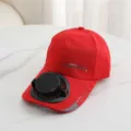 Berretto da baseball con ventola solare per protezione solare estiva vista dettagliata - Modello Solare e Ricaricabile 300MA / Rosso