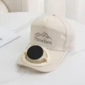 Cappello da baseball solare all'aperto con ventola mesh traspirante cappello da sole - Modello Solare e Ricaricabile 600MA / Beige