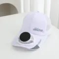 Berretto da baseball bianco con ventola solare di raffreddamento cappello estivo per esterni - Modello Solare e Ricaricabile 300MA / Bianco