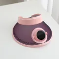 Roze zonneklep met zonneventilator detail, UV-bescherming lege top zomerkoeling hoed buiten. - Zonne-energie + Oplaadbaar 600MA / Roze