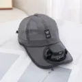Wiederaufladbare Mini Ventilator Baseball Kappe Sommer Mesh Sonnenschutz Hut digital - Grau