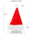 Detailed dimension view of Christmas Santa hat with red plush and white trim, size specs. - Adult Red Style
