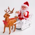 Electric musical Santa Claus toy with deer sleigh, perfect Christmas desktop decoration and gift. - Reindeer Sleigh Music Electric Style