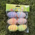 Mini uova di pasqua in schiuma set di 6 uova sospese colorate con cartongestione per decorazione - Set da 6 / Multicolore con Cordino