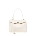 White leather shoulder bag, elegant underarm handbag with metal lock and top handle for women. - Small White Silver Buckle