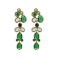 Exquisite vintage style green crystal rhinestone cluster drop earrings for women party wear. - Earrings / Green
