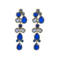 Vintage exaggerated long teardrop crystal earrings for women elegant banquet jewelry accessories - Earrings / Blue