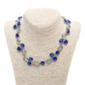 Detailed view of a luxury blue crystal rhinestone statement necklace for women banquet. - Necklace / Blue
