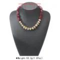 Retro artistic irregular marbled resin gold bead necklace fashion color-blocking clavicle chain - Red