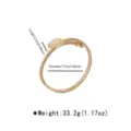 Detailed dimension view of gold snake spring bracelet showing length, diameter and weight specs. - Armlet (B3878) / Gold with White Zircon