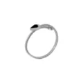 Silver snake spring open bracelet featuring black geometric drip oil head chic arm cuff jewelry for women - Armlet (B3879) / White Gold & Black Rhinestone