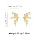 Gold flying bird earrings with pearls and rhinestones, detailed size display for daily wear. - Bird Style (E14928)
