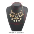 Stylish dopamine natural stone tassel choker necklace with claw chain and dimensions. - Tassel Necklace / Off White