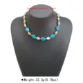 Beaded necklace feature detail showcasing turquoise resin beads and metallic spacer beads for women. - Necklace / Blue