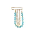 Dopamine style colorful acrylic beaded brooch bag charm featuring cute sun pendant and safety pin. - Pin Style (X0408) / Blue