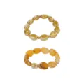 Splendido set di bracciali con perline irregolari in acrilico e metallo per donne. - Bracciale / Ambra