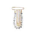 Dalmatian beaded safety pin brooch, gold tone metal chain sun charm decorative clothing accessory bag pendant. - Pin Style (X0409) / White