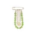 Dopamine style green speckled acrylic beaded safety pin brooch and bag charm accessory - Pin Style (X0410) / Green