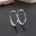Gedetailleerd overzicht van stijlvolle zilveren gedraaide oorbellen, elegant gevlochten design. - 40mm Stijl / 925 Zilver